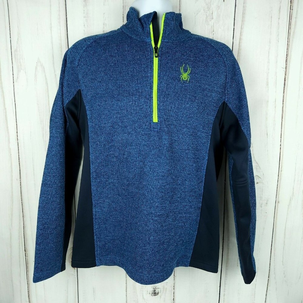 Spyder Mens Outbound Mid Weight 1/4 Zip Pullover Blue‎ Black 1299048 Medium